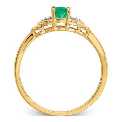 14K Yellow Gold Emerald & Diamond Oval Ring – view 3