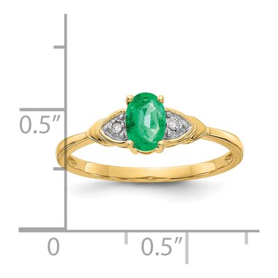 14K Yellow Gold Emerald & Diamond Oval Ring – view 4