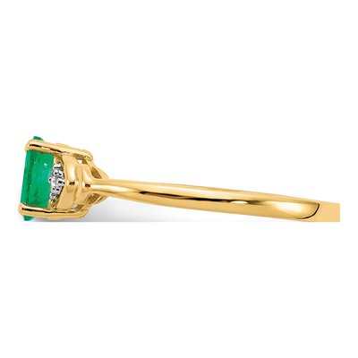 14K Yellow Gold Emerald & Diamond Oval Ring – view 5