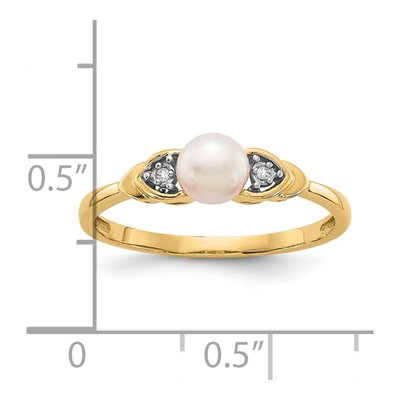 14K Yellow Gold Pearl & Diamond June Ring – view 3