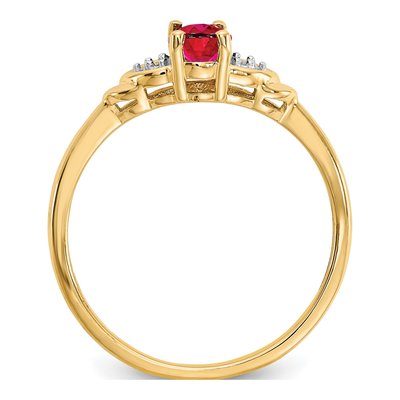 14K Yellow Gold Ruby & Diamond Oval July Ring – view 2