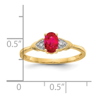 14K Yellow Gold Ruby & Diamond Oval July Ring – view 3