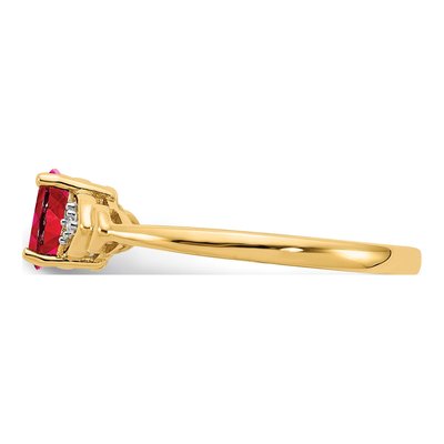14K Yellow Gold Ruby & Diamond Oval July Ring – view 4