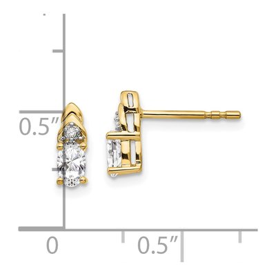 14K Yellow Gold White Topaz & Diamond Oval April Stud Earrings – view 4