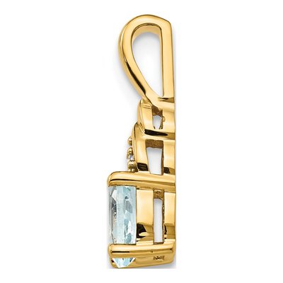 14K Yellow Gold Aquamarine & Diamond March Pendant – view 3