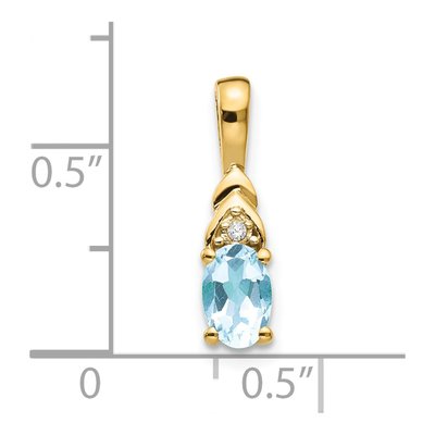 14K Yellow Gold Aquamarine & Diamond March Pendant – view 4