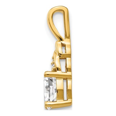 14K Yellow Gold White Topaz & Diamond April Birthstone Pendant – view 2