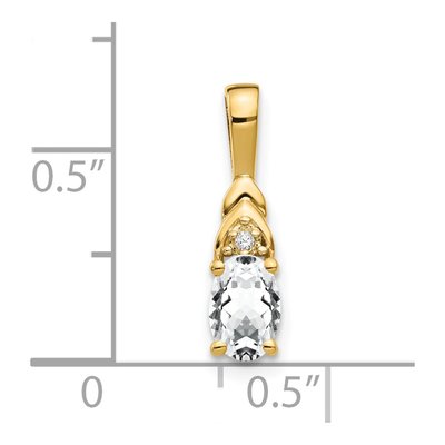 14K Yellow Gold White Topaz & Diamond April Birthstone Pendant – view 3