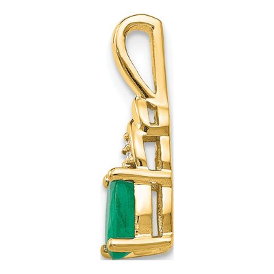 14K Yellow Gold Emerald & Diamond May Birthstone Pendant – view 2