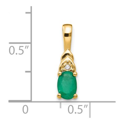 14K Yellow Gold Emerald & Diamond May Birthstone Pendant – view 3