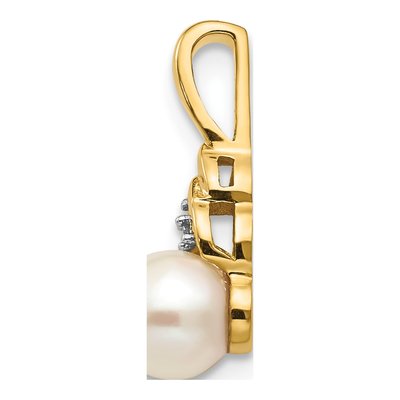 14K Yellow Gold Freshwater Cultured Pearl & Diamond June Pendant – view 2