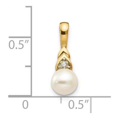 14K Yellow Gold Freshwater Cultured Pearl & Diamond June Pendant – view 3