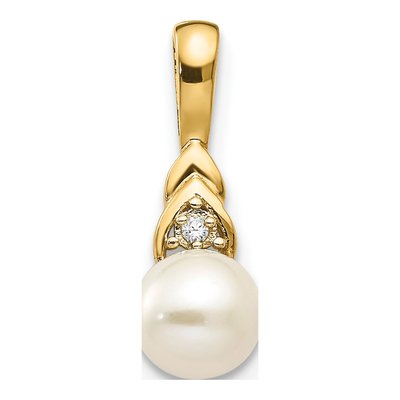 14K Yellow Gold Freshwater Cultured Pearl & Diamond June Pendant