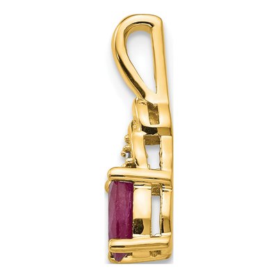 14K Yellow Gold Ruby & Diamond July Pendant – view 3