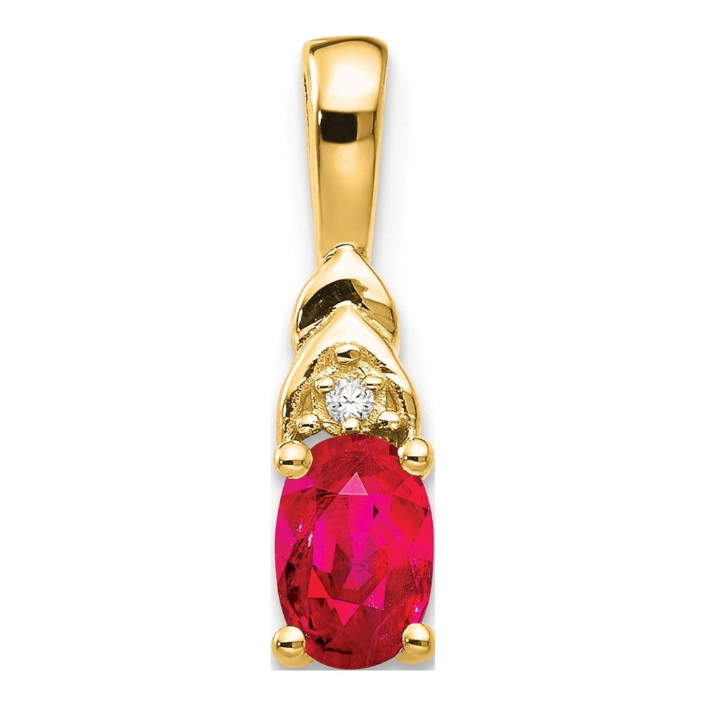 14K Yellow Gold Ruby & Diamond July Pendant