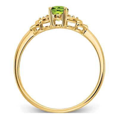 14K Yellow Gold Peridot & Diamond Oval Ring – view 2