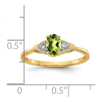 14K Yellow Gold Peridot & Diamond Oval Ring – view 3