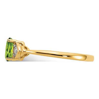 14K Yellow Gold Peridot & Diamond Oval Ring – view 4