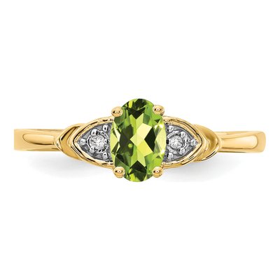 14K Yellow Gold Peridot & Diamond Oval Ring – view 5