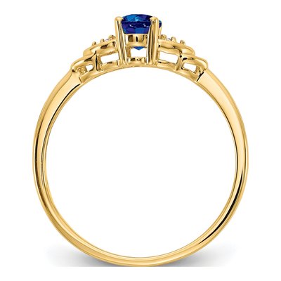 14K Yellow Gold Sapphire & Diamond Oval Ring – view 2