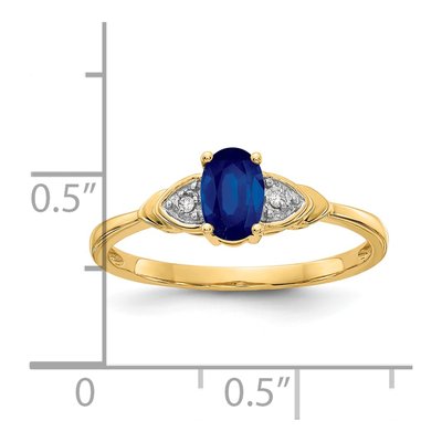14K Yellow Gold Sapphire & Diamond Oval Ring – view 3