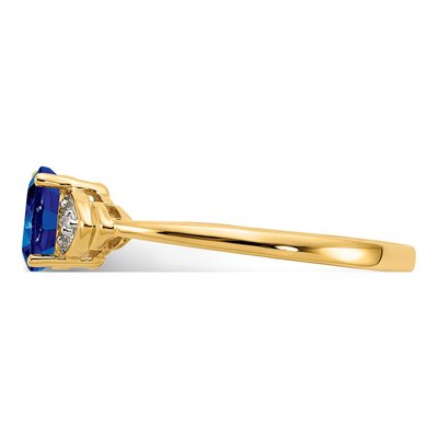 14K Yellow Gold Sapphire & Diamond Oval Ring – view 4