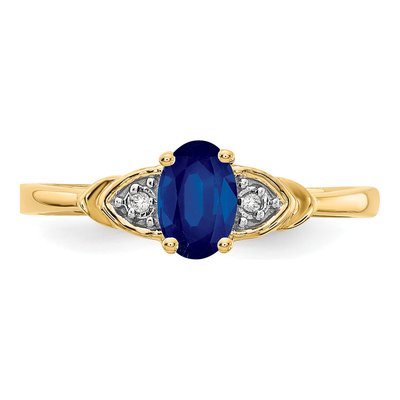 14K Yellow Gold Sapphire & Diamond Oval Ring – view 5