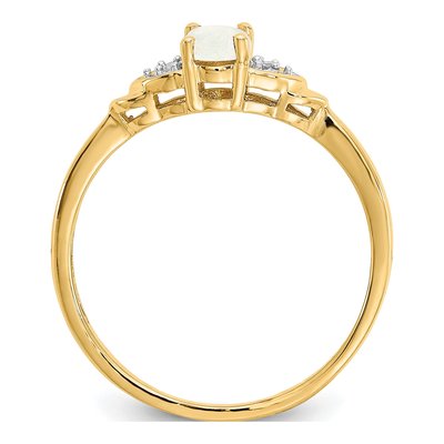 14K Yellow Gold Opal & Diamond October Ring – view 2