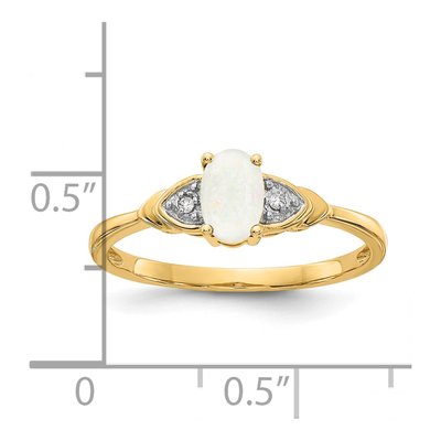 14K Yellow Gold Opal & Diamond October Ring – view 3