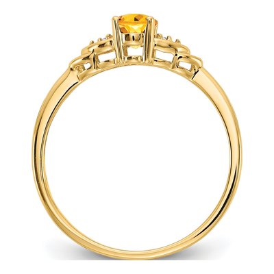 14K Yellow Gold Citrine & Diamond Oval Ring – view 3