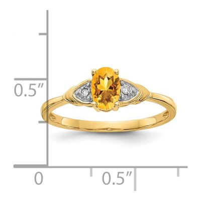 14K Yellow Gold Citrine & Diamond Oval Ring – view 4