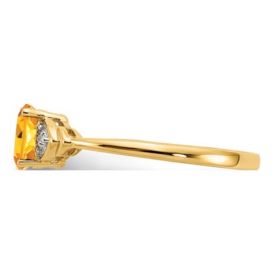 14K Yellow Gold Citrine & Diamond Oval Ring – view 5