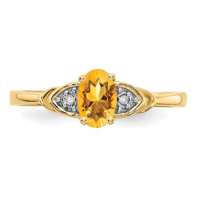 14K Yellow Gold Citrine & Diamond Oval Ring – view 6