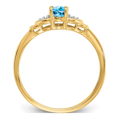 14K Yellow Gold Swiss Blue Topaz & Diamond Ring – view 2