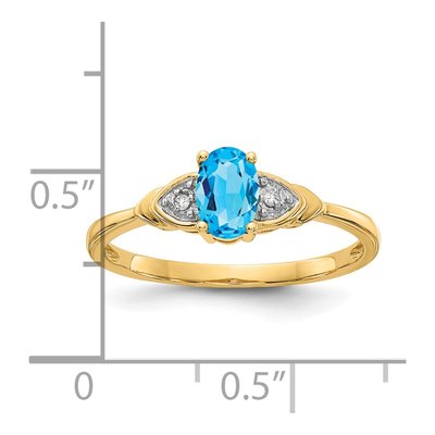 14K Yellow Gold Swiss Blue Topaz & Diamond Ring – view 3