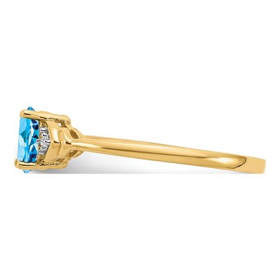 14K Yellow Gold Swiss Blue Topaz & Diamond Ring – view 4