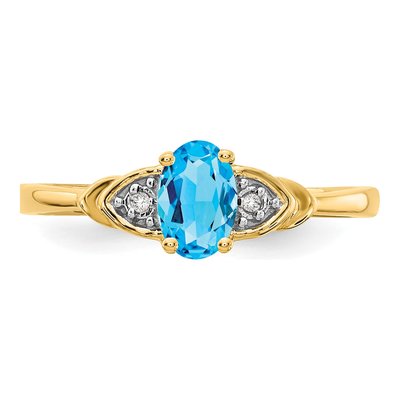 14K Yellow Gold Swiss Blue Topaz & Diamond Ring – view 5