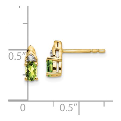 14K Yellow Gold Oval Peridot & Diamond Stud Earrings – view 4