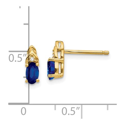 14K Yellow Gold Oval Sapphire & Diamond Stud Earrings – view 4