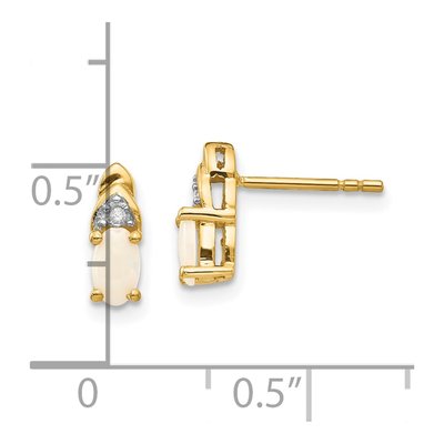 14K Yellow Gold Oval Opal & Diamond October Stud Earrings – view 5