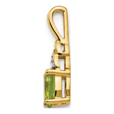 14K Yellow Gold Peridot & Diamond Oval August Pendant – view 3