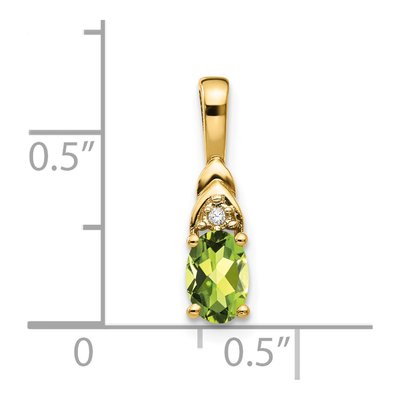 14K Yellow Gold Peridot & Diamond Oval August Pendant – view 4