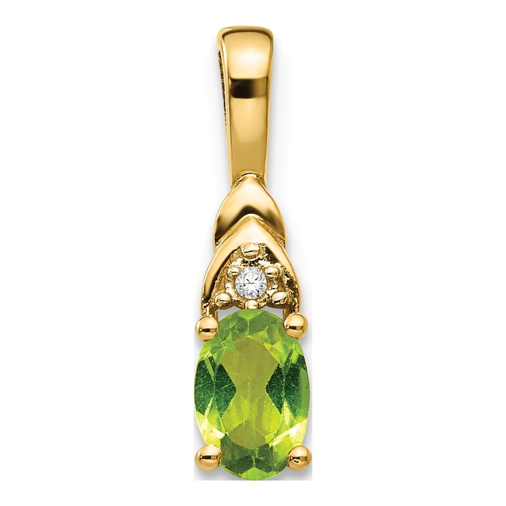 14K Yellow Gold Peridot & Diamond Oval August Pendant