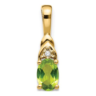 14K Yellow Gold Peridot & Diamond Oval August Pendant
