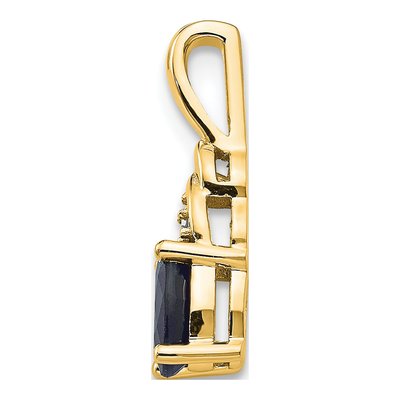14K Yellow Gold Sapphire & Diamond Oval September Pendant – view 2