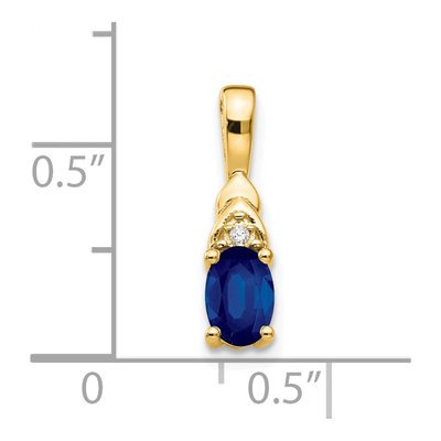 14K Yellow Gold Sapphire & Diamond Oval September Pendant – view 3