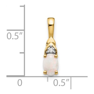 14K Yellow Gold Opal & Diamond Oval October Pendant – view 3