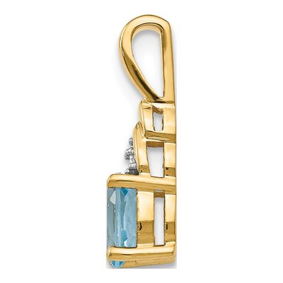 14K Yellow Gold Swiss Blue Topaz & Diamond Pendant – view 2