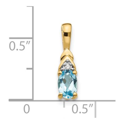 14K Yellow Gold Swiss Blue Topaz & Diamond Pendant – view 3