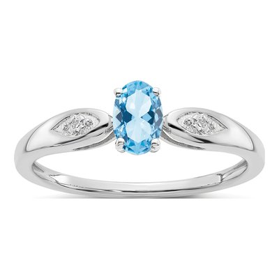 14K White Gold Aquamarine & Diamond Ring
